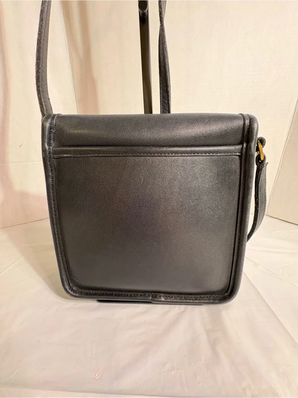 Coach Vintage Black Leather Messenger Crossbody with Gold Hardware - in Demand